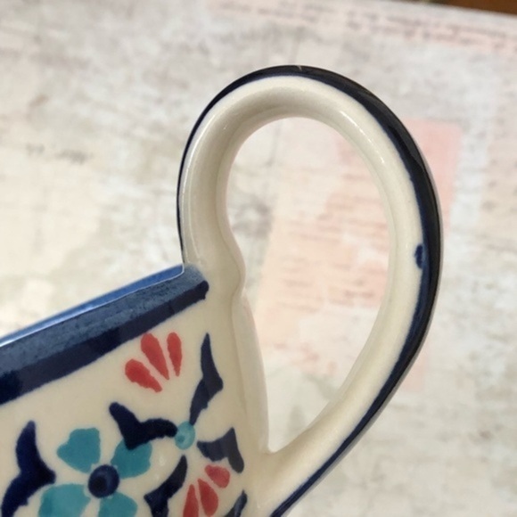 Polish Pottery Blue Off White Floral Motif Ceramika Boleslawiec Wiza Gravy Boat - Picture 8 of 11